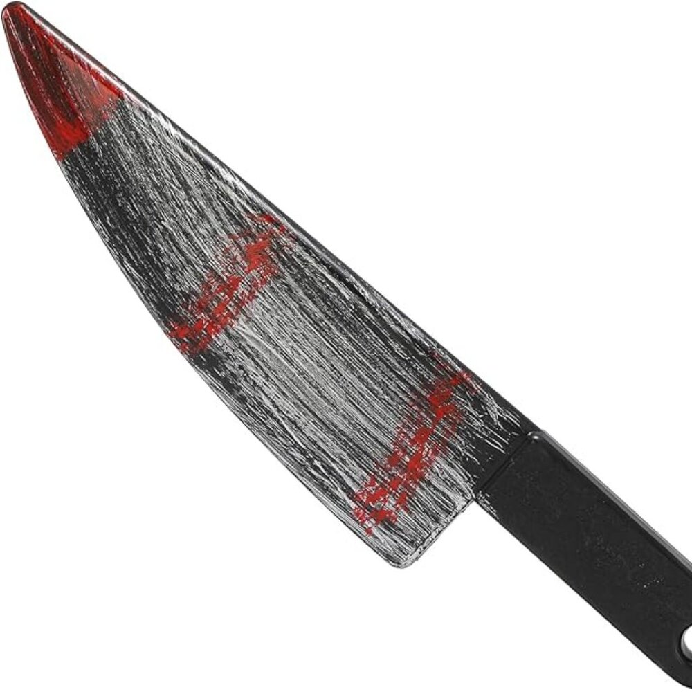 NEW! 2pc Halloween Fake Knife Prop 15.75" Realistic Safe Plastic Butcher Knife